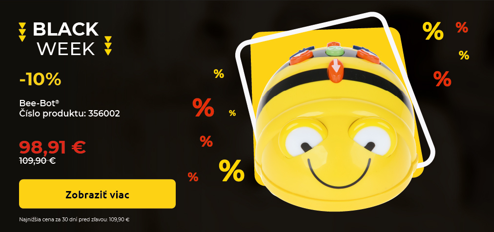 Bee-Bot s 10% zľavou počas Black Week. Cena po zľave: 98,91 €, pôvodná cena: 109,90 €. Produkt č. 356002.